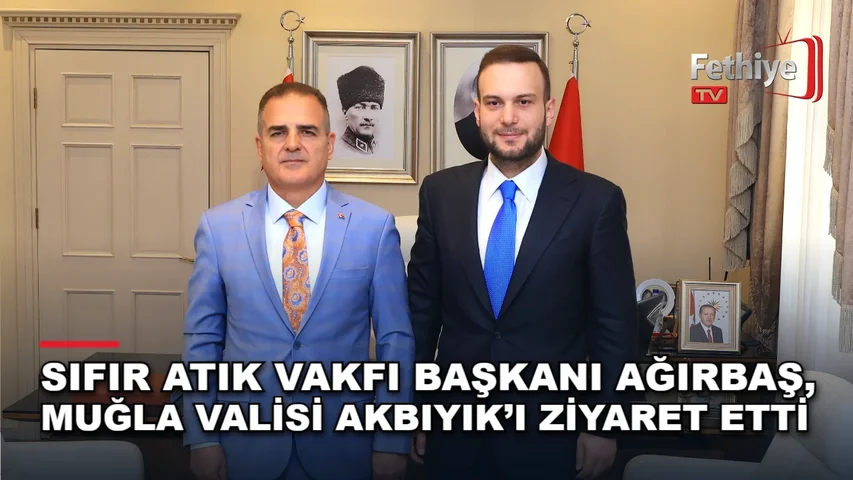 Muğla Valisi Dr. İdris Akbıyık, Sıfır Atık Vakfı Başkanı Samed Ağırbaş'ı makamında kabul etti