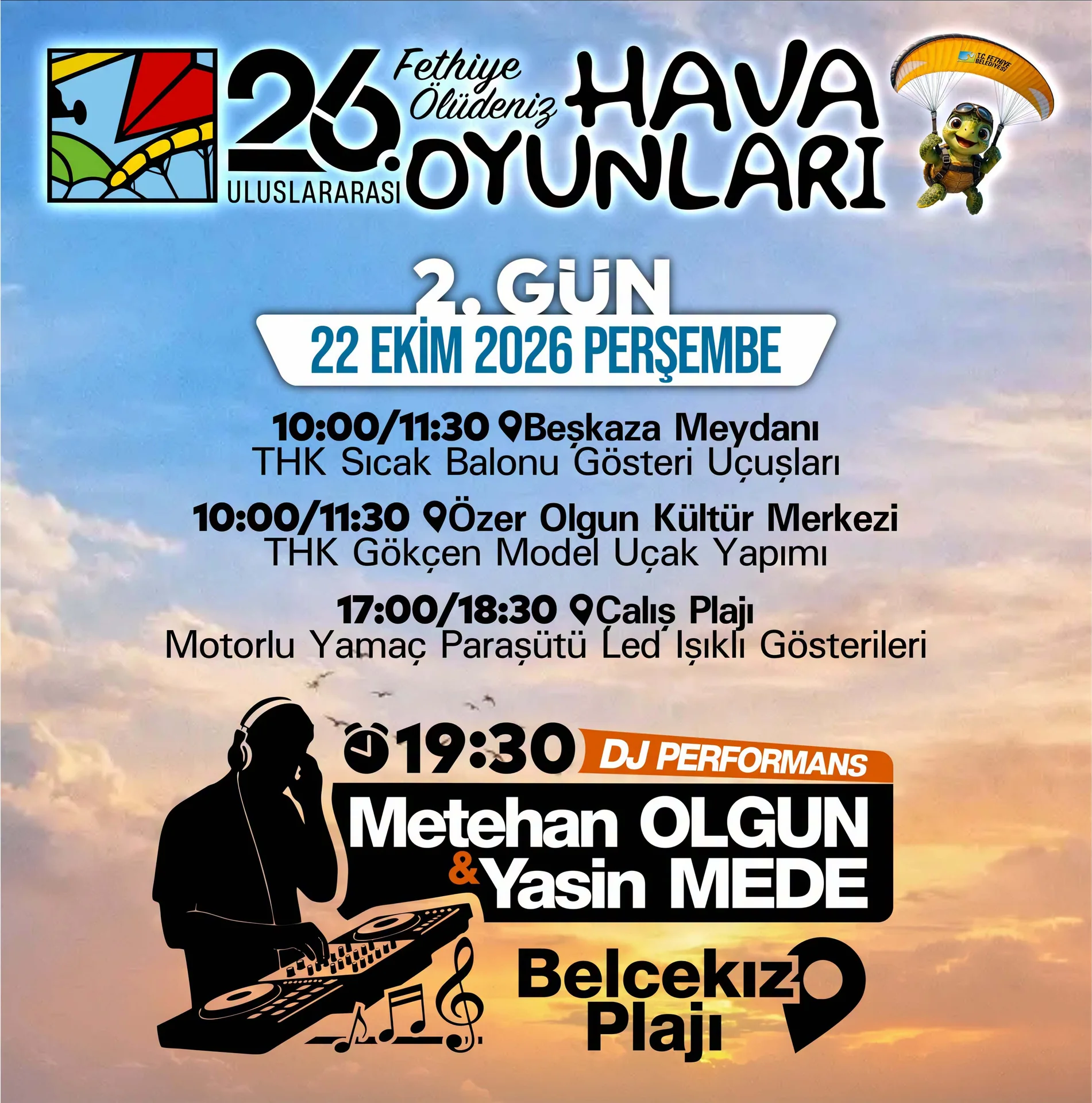 Fethiye’de Hava Oyunları’nın İkinci Günü Etkinlik Programı
