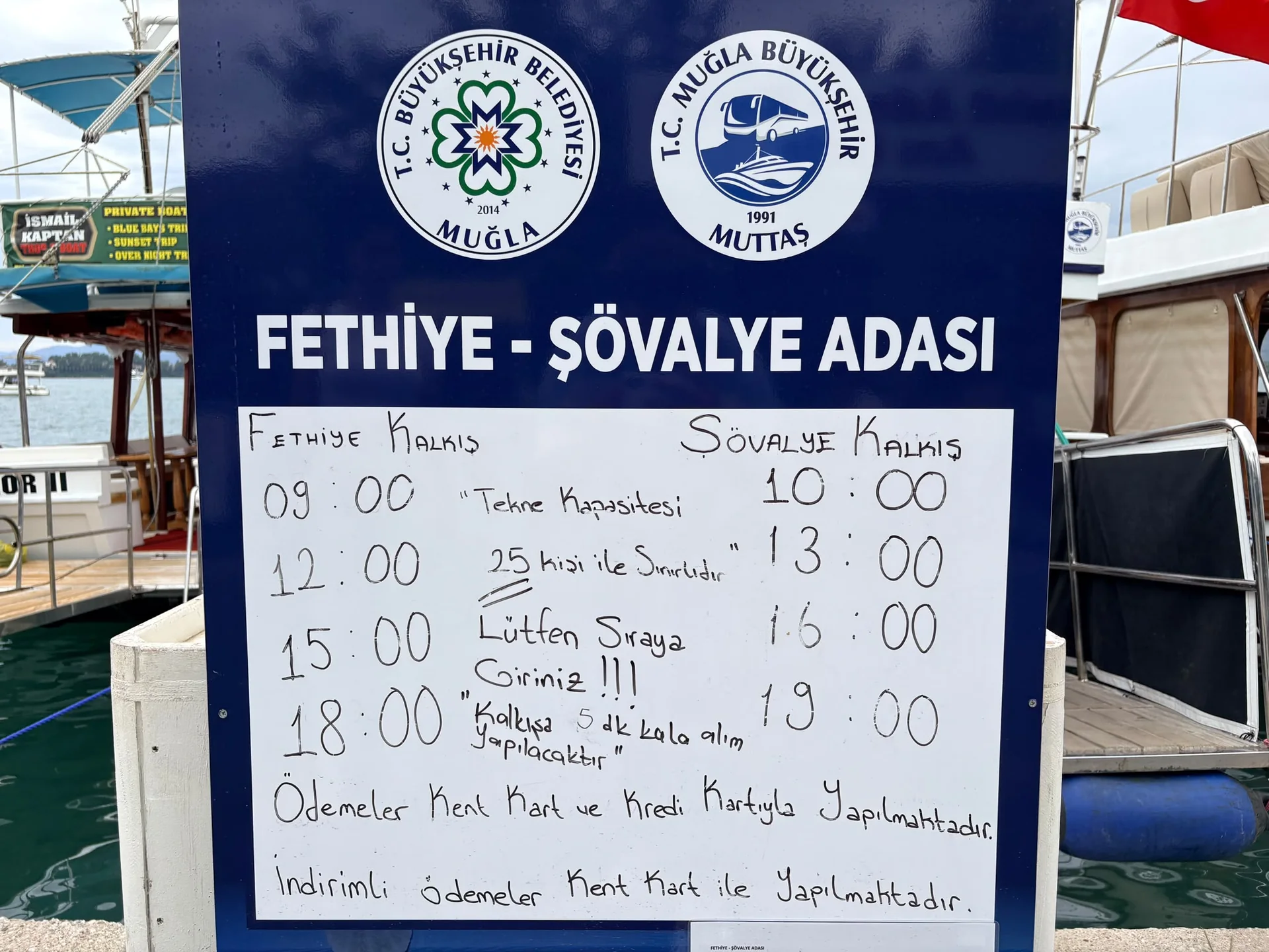 Fethiye- Şövalye Adası Seferlerinde Tek Yön Ücret 150 TL