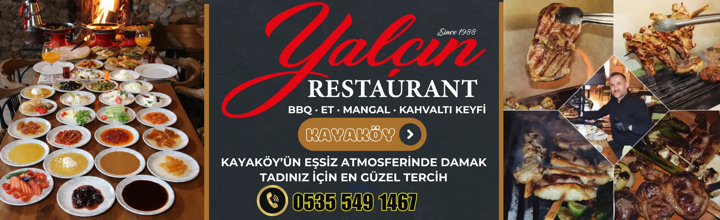 Yalçın Restaurant Kayaköy reklamı